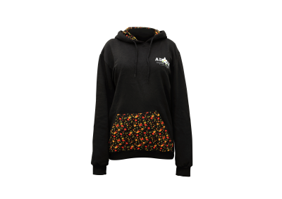 Küçük Çiçekli Pazenli Siyah Sweatshirt