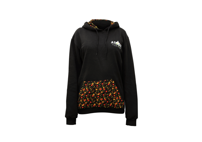 Küçük Çiçekli Pazenli Siyah Sweatshirt